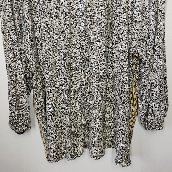 J Jill Ditsy Floral Blouse Womens Plus 3X Boho Bohemian Peasant Relaxed Flowy - Picture 2 of 13